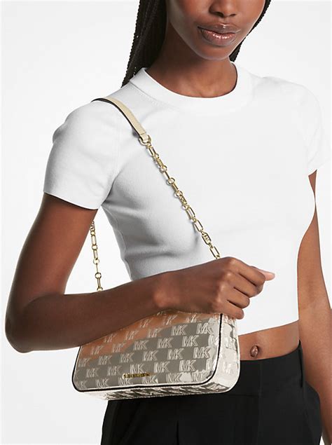 michael michael kors empire medium patent chain-link pochette|Michael Kors pochette.